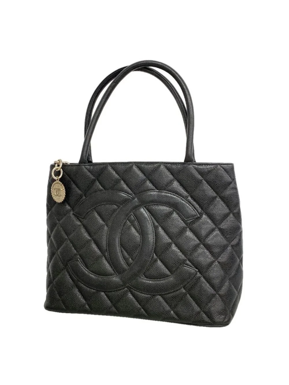 Chanel Tote Bag Reissue Caviar Leather Black Silver